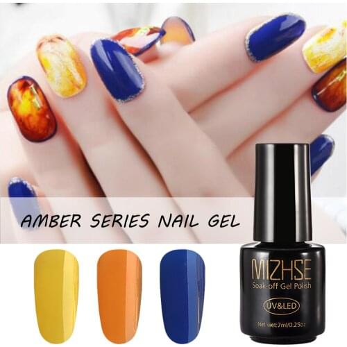 MIZHSE Amber/Fur Gel Color Series Semi-Permanentes Gel Nail Glitter Holographics Soak Off UV Nail Art Gel Nail Varnish