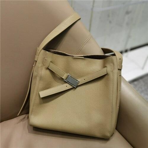 Fashion Bucket Bag For Women 2021 New Genuine Leather Luxury Shoulder Bags For Ladies Crossbody Bag Simple Tote Designer Handbag