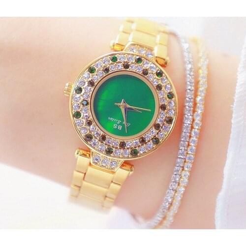 Fashion Women Quartz Watches Rhinestone Wristwatch Ladies Bracelet Watches Clock New BS Brand Montre Femme