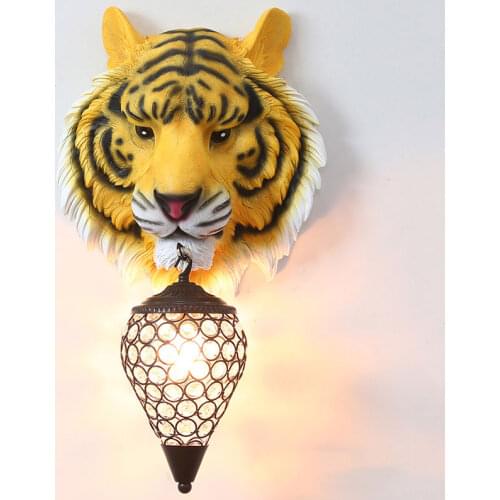 Nordic Resin Tiger Wall Lamp Vintage Animal Wall Sconce Light Fixtures Living Room Modern Led Wall Lights for Home Bedroom Decor
