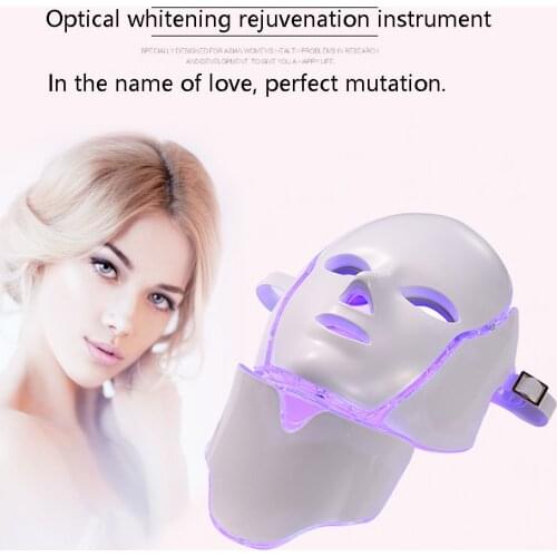 NEW EMS Microelectronics LED Photon Mask 7 Color LED Facial Neck Mask Micro-current For Wrinkle Acne Removal Face Beauty Spa