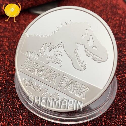 Dinosaur Commemorative Coin Jurassic Park Coins Collectibles 999 Silver Three-dimensional Lucky Animal Liberty Challenge Coin