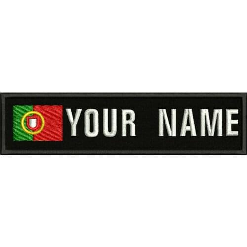 Portuguese flag Portugal 10X2.5cm Embroidery Custom Name Text Patch Stripes badge Iron On Or Velcro Backing Patches For Clothes