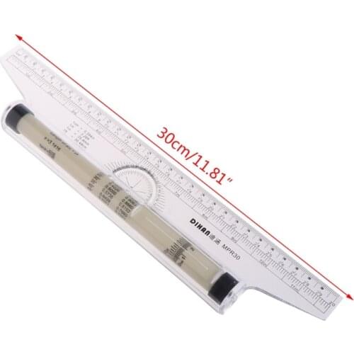 Rolling Parallel Ruler Foot Inch Metric Angle Rule Balancing Scale Multi-Purpose