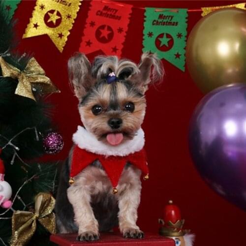 Christmas Pet Supplies Plush Cute Puppy Collar with Bell Chihuahua Christmas Collar Scarf Dog Accessories Christmas Cat Scarf