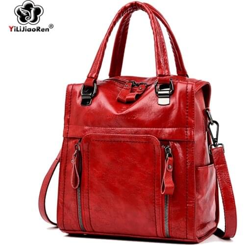Fashion Backpack Women Shoulder Bag Leather Backpacks For Girls Multifunction School Bags For Teenage Girls Mochila Feminina