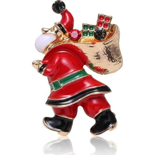 Vintage Colorful Santa Claus Brooches For Women Men Enamel Brooch Pins For Christmas Party Gifts Red Jewelry Decoration