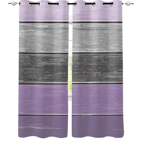 Vintage Farm Purple Wood Grain Blackout Curtains For Kitchen Bedroom Kids Room Window Treatment Curtains for Living Room