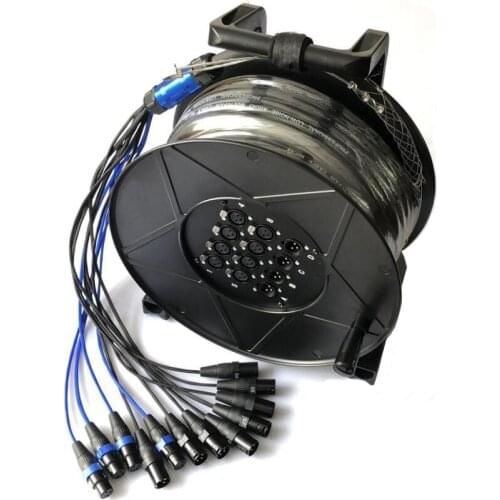 High quality Professional 12 channel Stage Snake Cable 30M with engineering plastic tray and gold plate 3pin xlr connectors