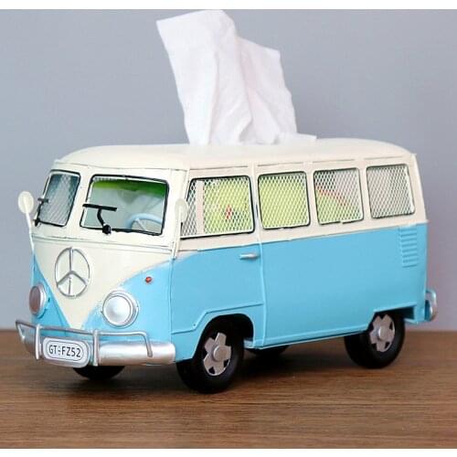 American retro creative napkin drawer, tissue box, Car, van, bus, Tissue drawer, Hotel home living room decoration ornaments