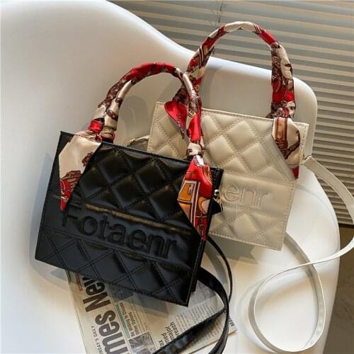 Lingge Small PU Leather Shoulder Bags for Women 2021 Spring Luxury Black Handbags Trending Lux Silk Scarf Fashion Hand Bag