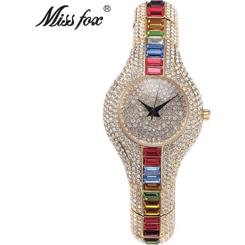 Promotion MissFox Brand Women Quartz Watch Ladies Dress Luxury Fashion Waterproof Gold Bracelet Watches Clock Montre Femme 2017