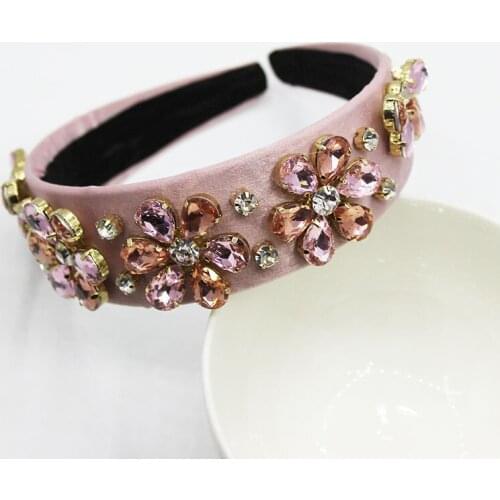 NewBaroque Retro Rhinestone Luxury Hair Bands for Women Gem crystal flower Headband Bridal Hair Accessories Catwalk Jewelry Wild