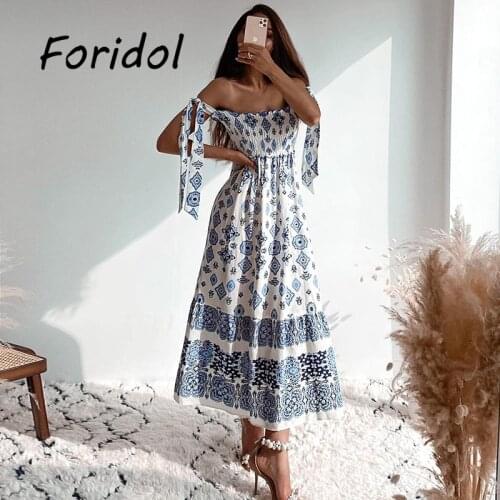 Floral Print Sleeveless Dress Robe for Women Summer Autumn Maxi Long Dress Shirts Blue Vestidos 2021 Elegant Dresses