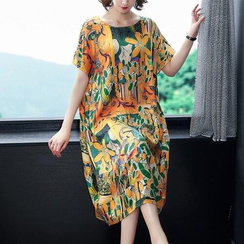 Women Vintage Loose 3XL Plus Size Elegant Sundress 2021 Summer Casual Print Short Sleeve Beach Midi Dress Bodycon Party Vestidos