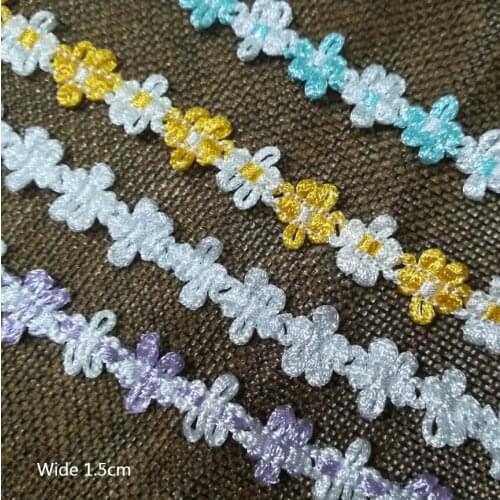 1Yards Embroidery Lace Fabric Applique 1.5cm Lace Ribbon Trim Guipure Fabric Laces Collar Trims Sewing Trimmings dentelle PQ22
