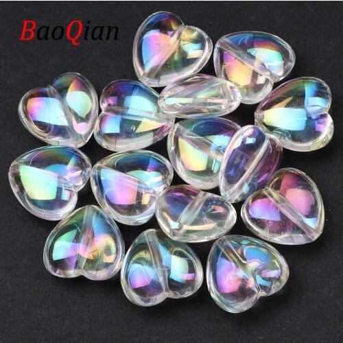 10pcs White AB Color Acrylic Beads 18mm Heart-Shaped Loose Spacer Beads For Jewelry Making Diy Charm Necklace Bracelet Beaded