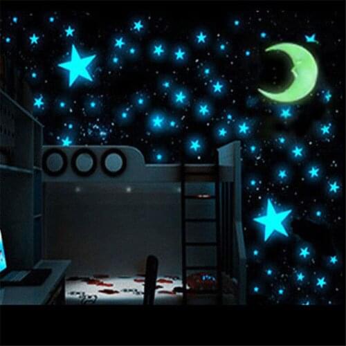 103 Pcs 3cm Luminous Stars Wall Stickers Glow In The Dark Stars For Kids Baby Room