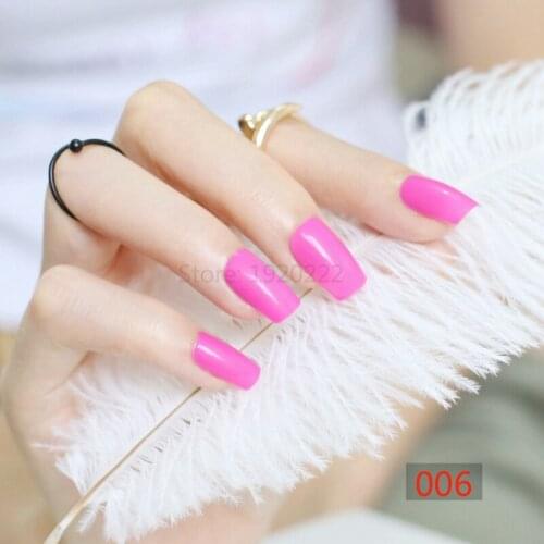 24pcs Hot sell fashion Long section Square head candy false nails decoration Deep Rose M 006