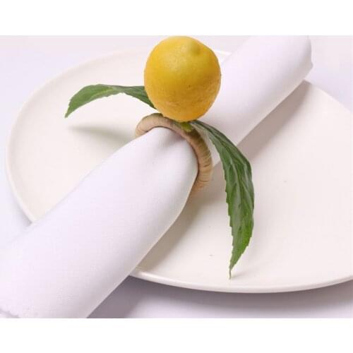 6PCS/Fruit series simulation lemon napkin ring table setting for cocktail parties, western food and holiday accessories