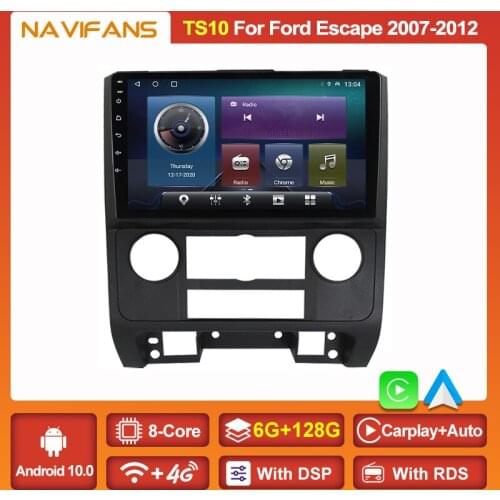 6+128G Android 11 DSP Car Radio Stereo For Ford Escape 2007-2012 GPS Video Multimedia Player Carplay Auto No 2din DVD IPS Screen