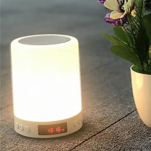 Wireless Cylinder Colorful Night Light Bluetooth Speaker Alarm Clock Home Decor Wireless Bluetooth Speaker Heavy Bass Speaker