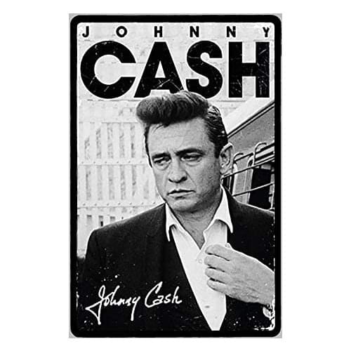 Bidesign Johnny Cash Signature Letrero Metal Tin Sign Custom Metal Sign 16X12in-Bar Cafe Restaurant Home Decor