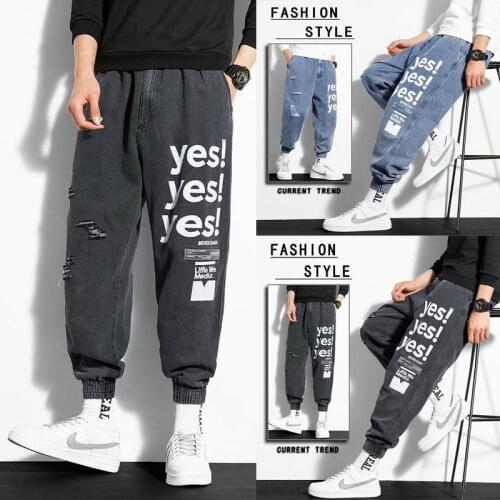 Korean Streetwear Mens Pants Hip Hop Jogging Pants Men Fashion Cargo Pants Men Casual Men Clothing Elastic Waist Men Trousers