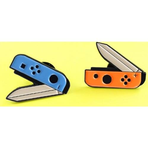 Enamel Pins fruit knife gamepad button shape Brooches Switch Nintendo Game handle small knife for Women Badge Jewelry Spille