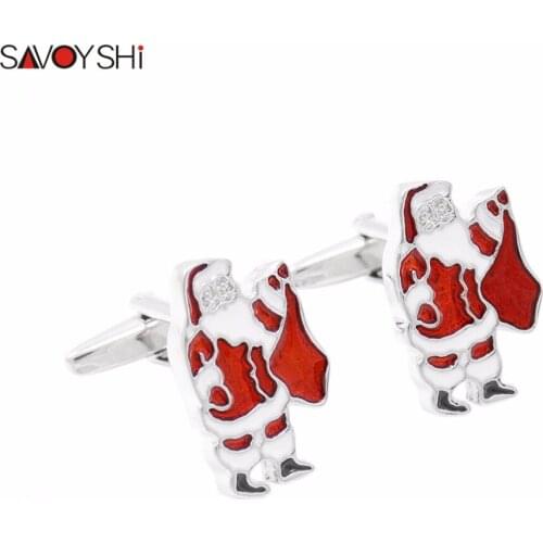 SAVOYSHI Brand Jewelry Santa Claus modeling Cufflinks for Mens Cuff Novelty High Quality Enamel Cufflinks Popular Christmas Gift