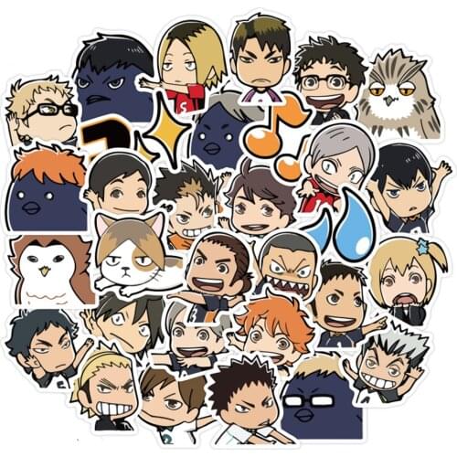 Haikyuu!! 40Pcs Kawaii Cute Stickers Bullet Journal Hinata Shoyo Kageyama Tobio Scrapbooking Diary Planner Sticker Stationery