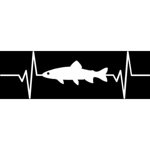 Personality Car Sticker Trout Fish Heartbeat Accessories Waterproof KK Vinyl Sunscreen Decalr ,4cm*16cm