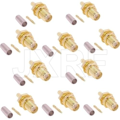 JX 10 PCS Connector RP-SMA Female Plug Bulkhead Crimp RG174 RG316 LMR100 Cable High Quality minijack plug Wire Connecto