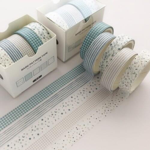 5 Pcs/Set Grid Washi Tape Cute Decorative Adhesive Tape Kawaii Sakura Masking Tape For Stickers Scrapbooking Stationery Supplies
