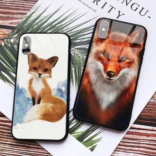Foxes sly fox cute animal high quality Phone Case coque Tempered glass For iphone 5C 6 6S 7 8 plus X XS XR 11 PRO MAX