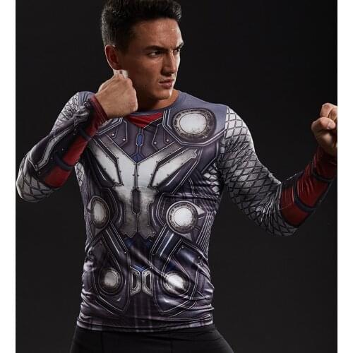 M-2XL 3D Printed T shirts Men Compression Shirt Cosplay Costume Clothing Fitness Sports Style Long Sleeve Tops For Male