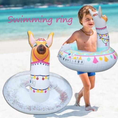 Lovely Cartoon Pattern Baby Float Inflatable Alpaca Floating Row Summer Swimming Pool Toys for Children Water Entertainment