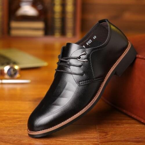 Y159 Men Dress Business Casual Leather shoes Fashion PU Lace-up Round Head Classic Elgant Social Office Driving Formal footwear