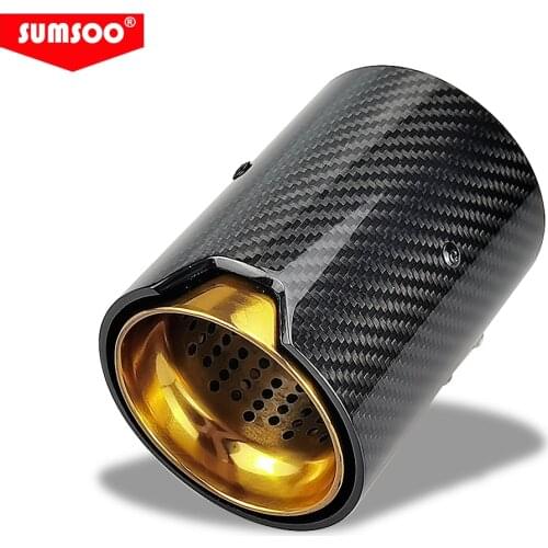 1 piece hot sales new gold steel + Carbon Exhaust Tips fit for M2F87 M3F80 M4F82F83 M135i M140i M235i M240i muffler tips