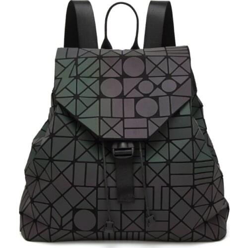 2017 New Luminous Backpacks Female Fashion Girl Daily Backpack Geometry Package Sequins Folding Bags School Bags