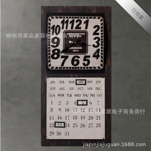 Wholesale New American country retro decorative wall clocks metal wall clock calendar paragraph rectangle