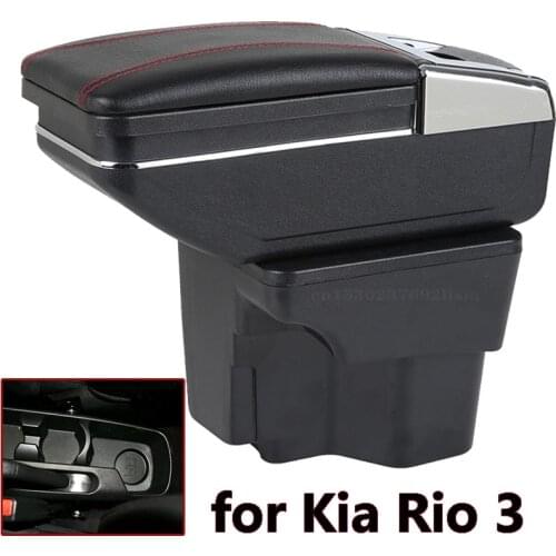 For Russia KIA K2 Rio 3 Armrest Box 2012-2016 Car Storage Organizer Leather Auto Cup Holder Accessories USB Charging