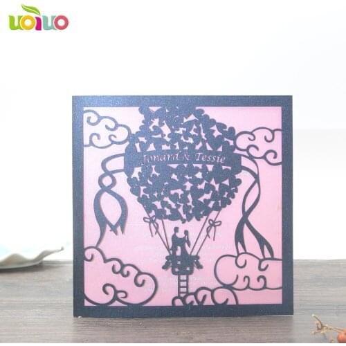 50pc China wedding invitation cards supplier wholesale and retail black couple invitation card wedding laser cutting free logo