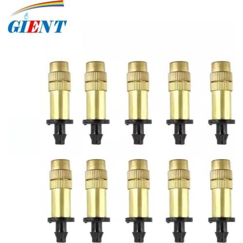 Adjustable Copper Atomizing Nozzle Micro Spray Drip Irrigation Cooling Dust Removal Watering System Nozzle Connected 4/7mm Pipe