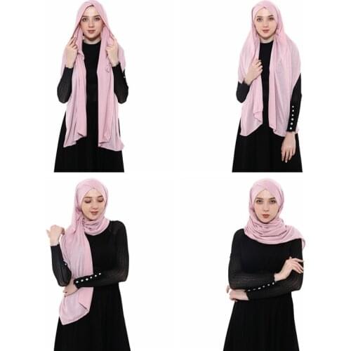 2019 Womens Elegant Modest Muslim Islamic Scarf Ramadan Soft Lightweight Jersey instant Hijab Long Headscarf Easy Ready to wear