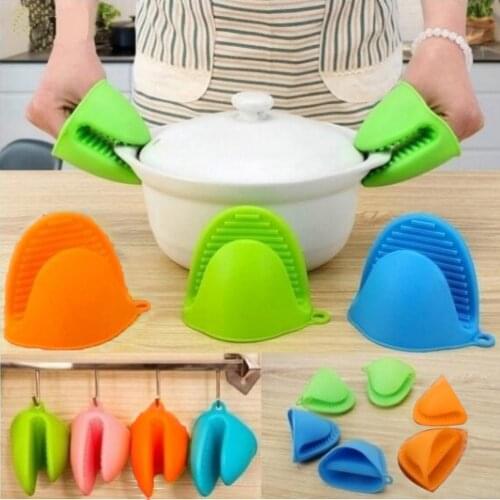 1PC Thicken Silicone Gloves Oven Heat Insulated Finger Gloves Cooking Microwave Non-slip Gripper Pot Holder Kitchen Baking Tool