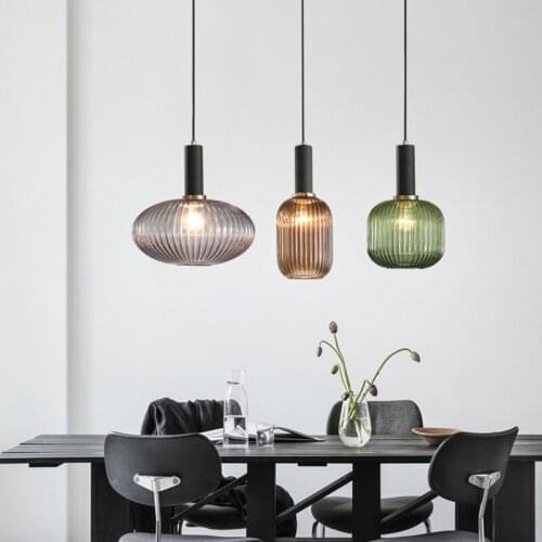 Modern LED Round Glass Ball Pendant Lights Iron E14 Pendant Lamps Hanging Light Fixture for Living Room Bedroom Dining Room