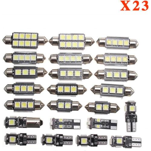 23pcs 5W LED Car Interior Light Dome Trunk Map License Plate Reading Lighting Lamp Bulbs T10 5050 Arrow Decode Universal Decor