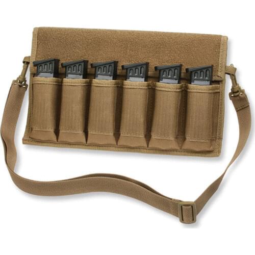 Tactical 6 Holes 9mm Magazine Pouch Holster for Glock 17 19 22 Colt 1911 Sig Airsoft Pistol Cross-body Cartridge Storage Bag