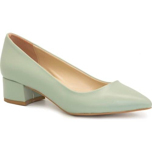 Gedikpasalı Bno 722 Green 2021 Summer Ladies Shoes Evening Party Square Heel Bucket Dress Business Classic Pointed Casual Pumps
